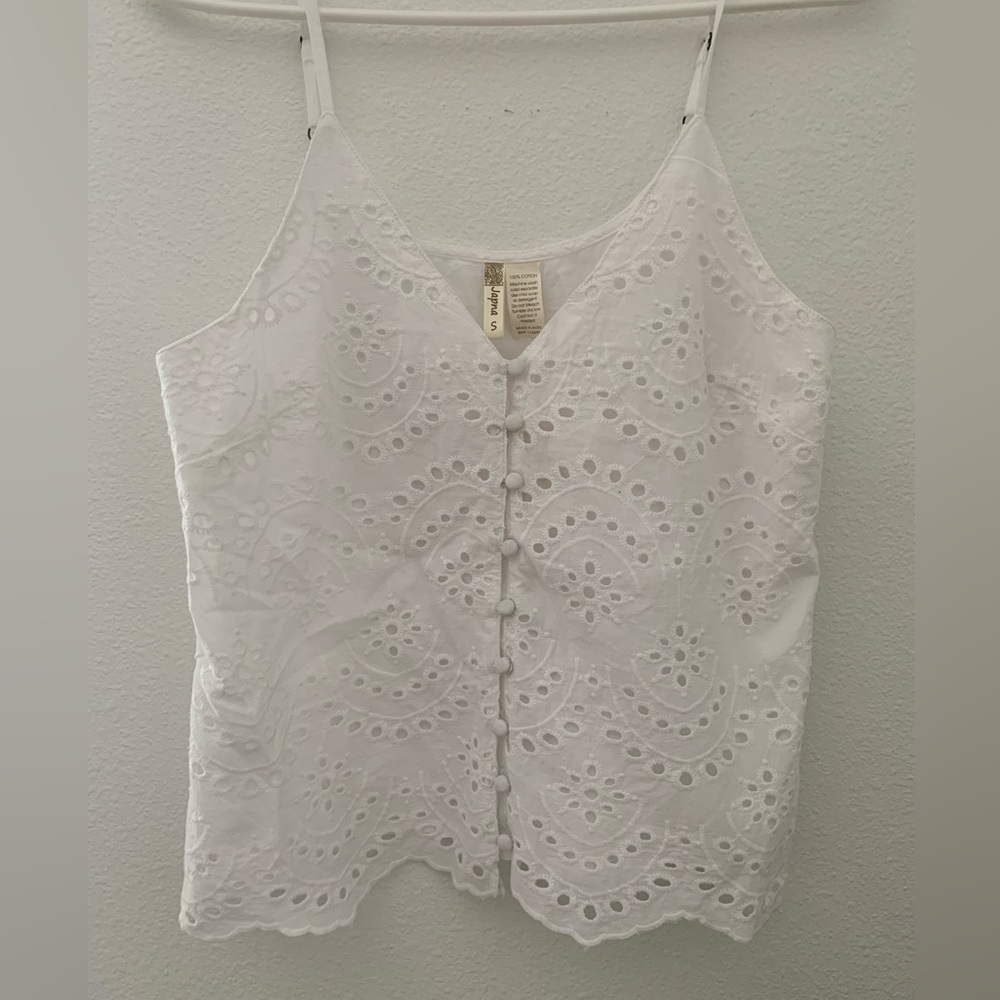 White Eyelet Tank
